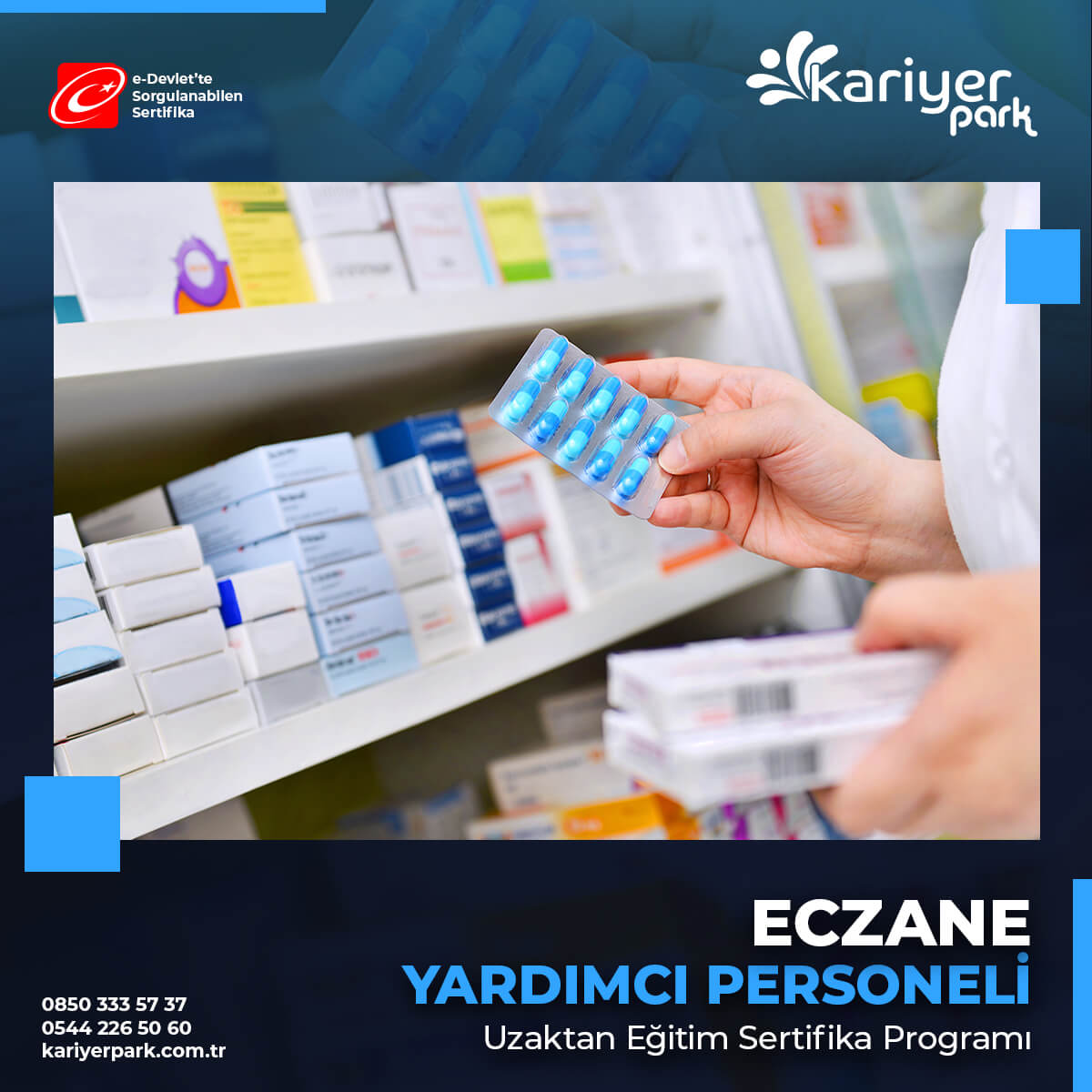 Eczane Yardımcı Personeli Sertifikası ile Türkiye'nin her yerinde bulunan eczanelere iş başvurusunda bulunabilirsiniz. Sertifikanız e-Devlet'te Sorgulanabilir.